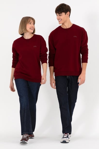 Erkek Bordo Basic Sweatshirt