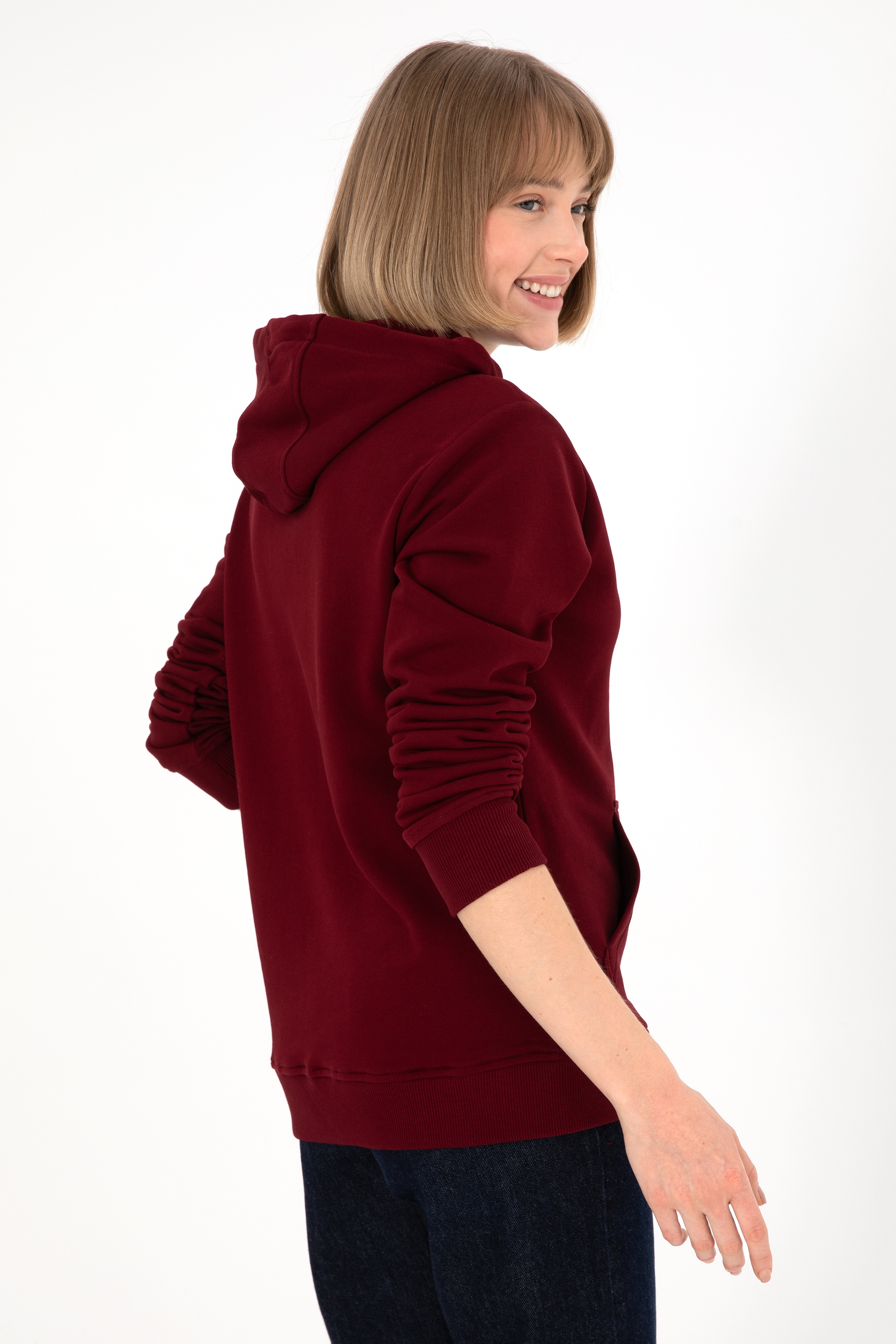 Erkek Bordo Basic Sweatshirt - Image 4