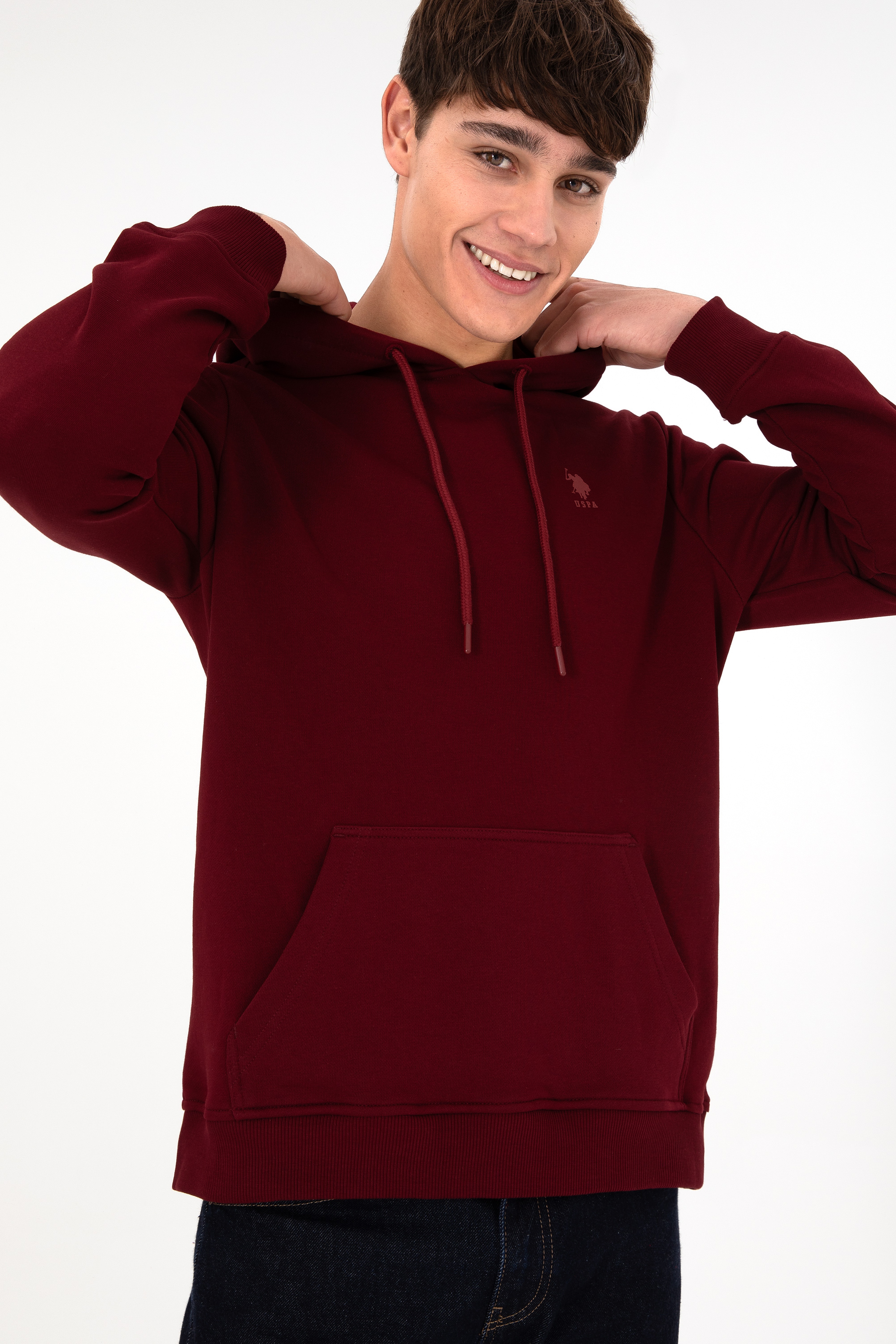 Erkek Bordo Basic Sweatshirt - Image 5