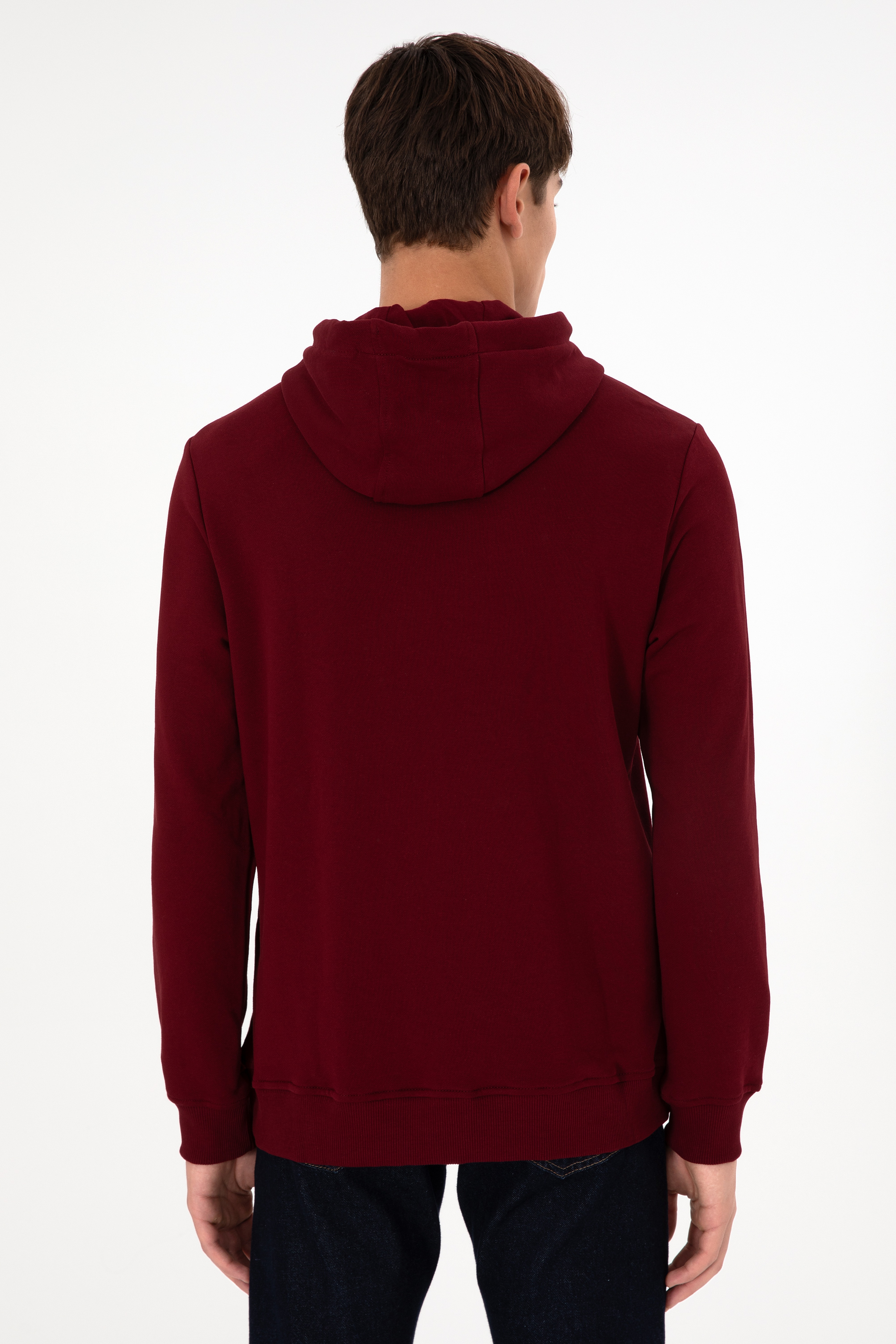 Erkek Bordo Basic Sweatshirt - Image 6