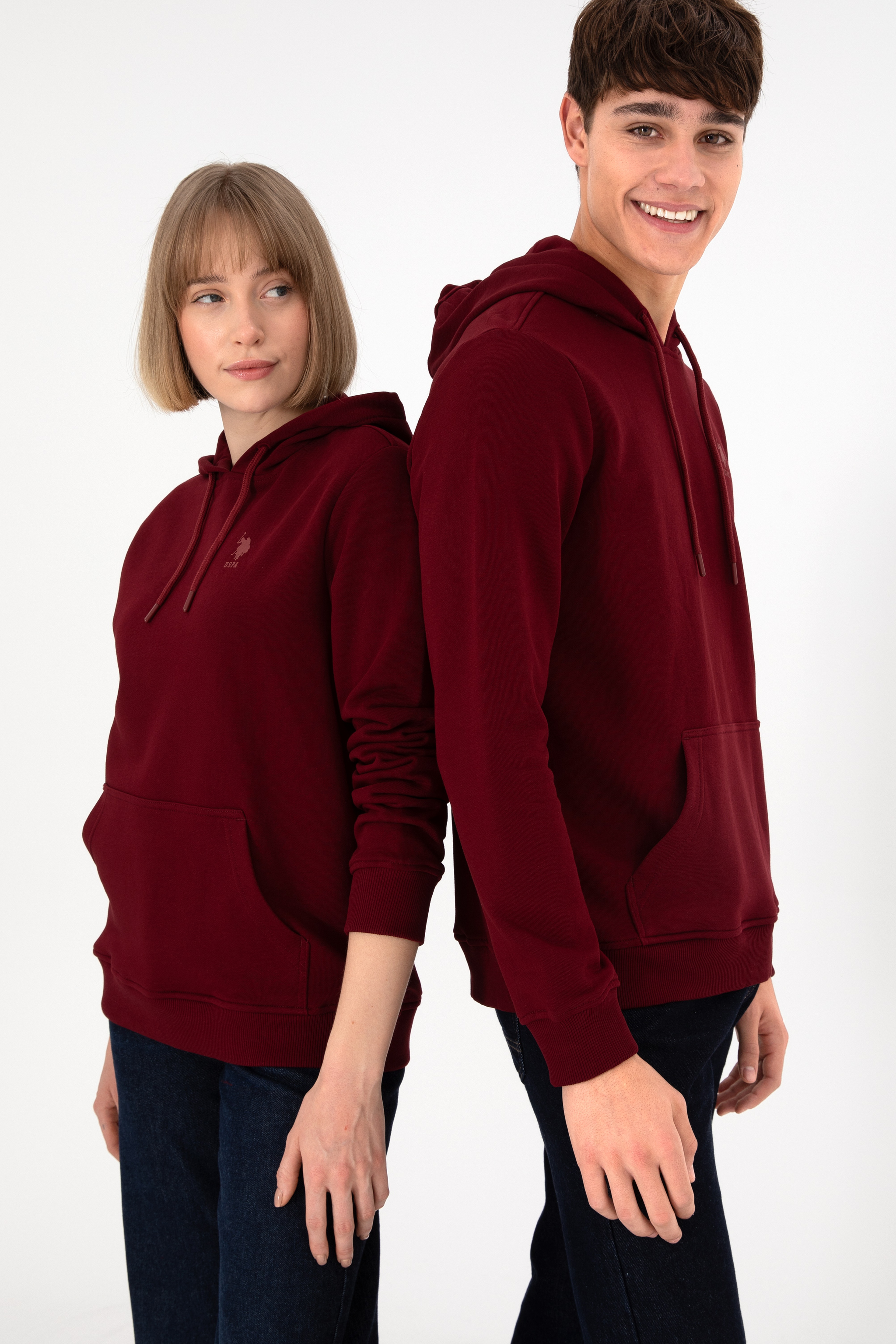Erkek Bordo Basic Sweatshirt - Image 2