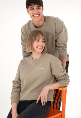 Erkek Açık Haki Basic Sweatshirt - 50295148218