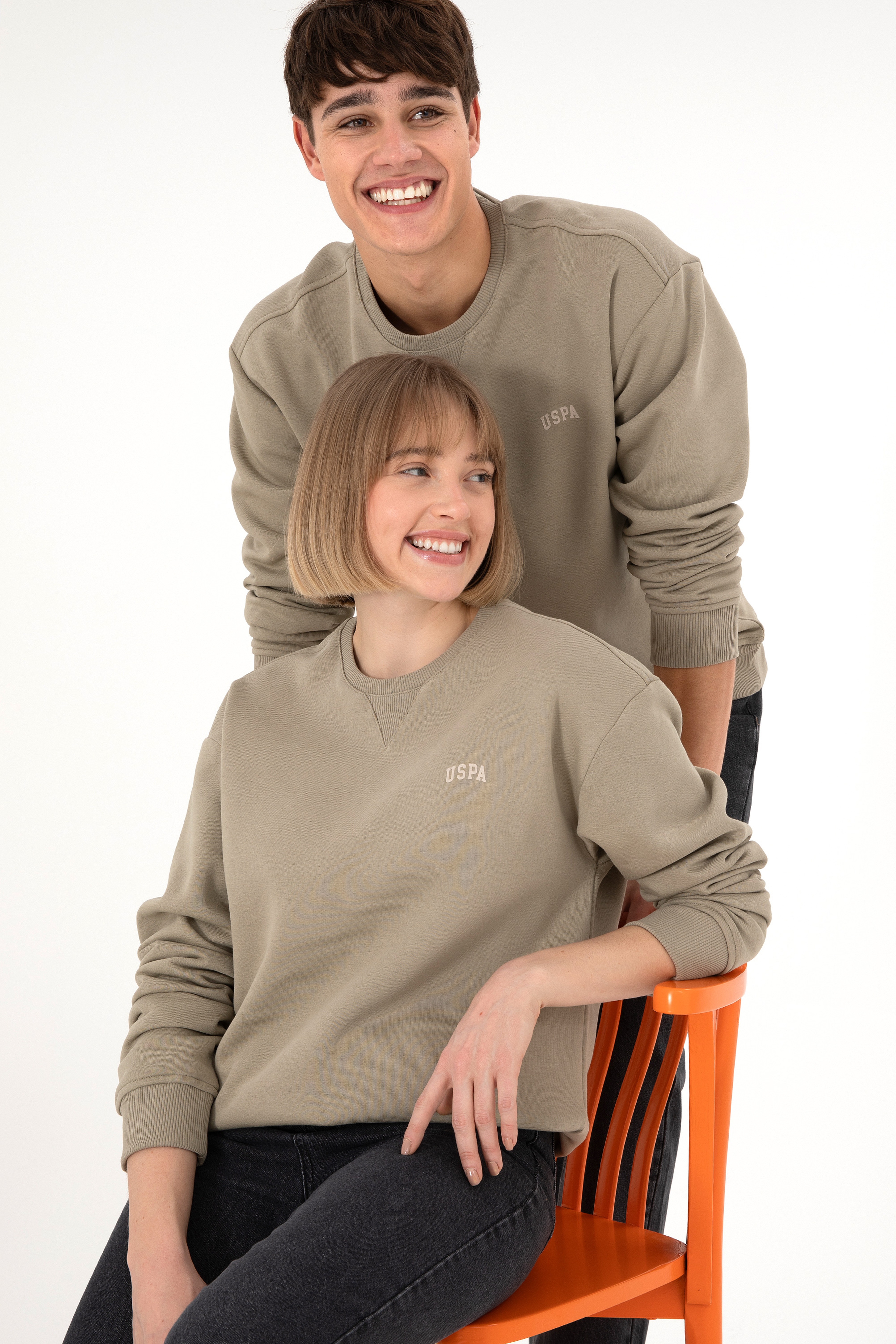Erkek Açık Haki Basic Sweatshirt - Image 1