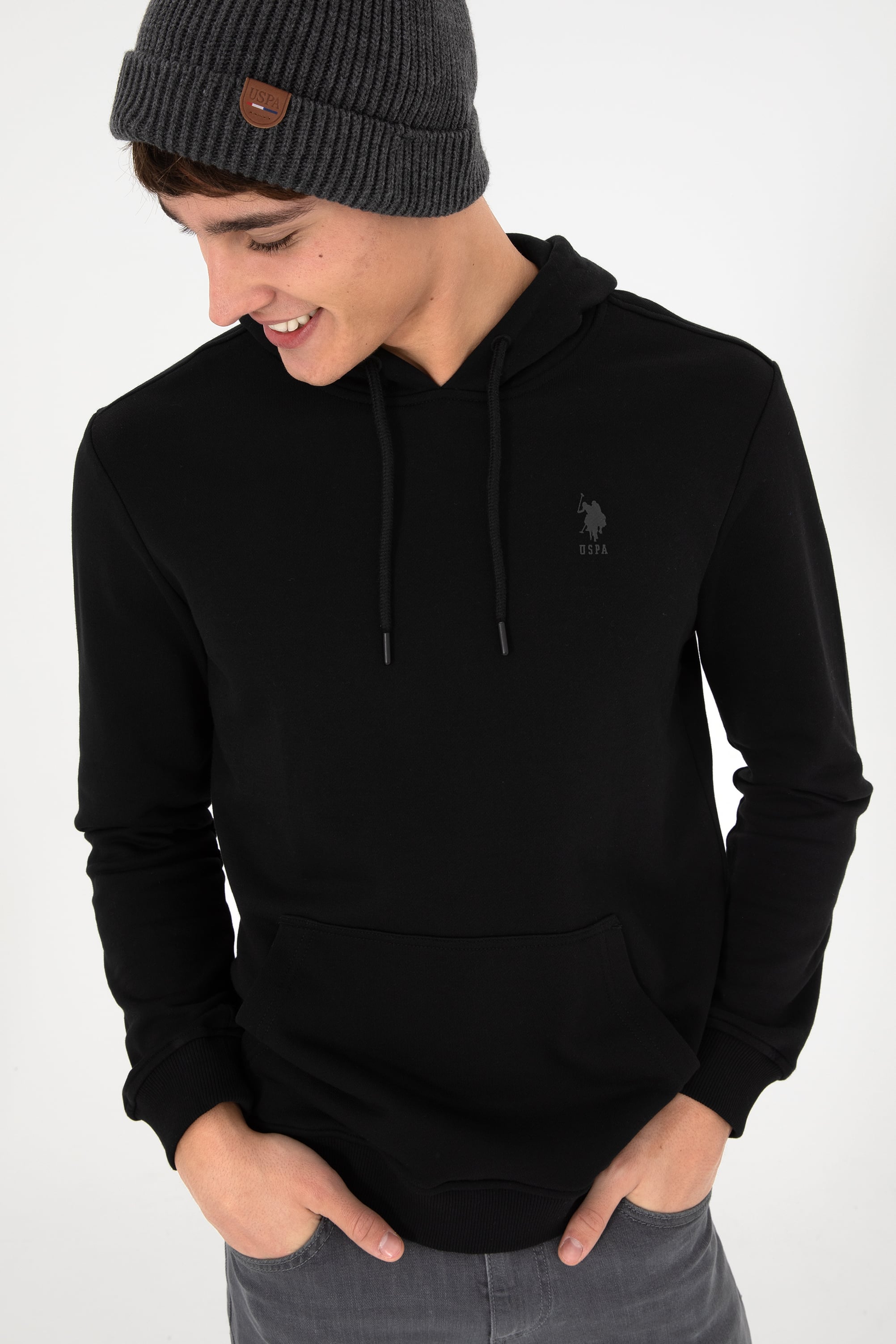 Erkek Siyah Basic Sweatshirt