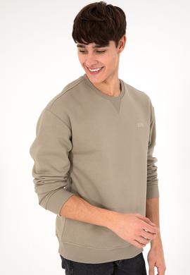 Erkek Açık Haki Basic Sweatshirt - 50295148218