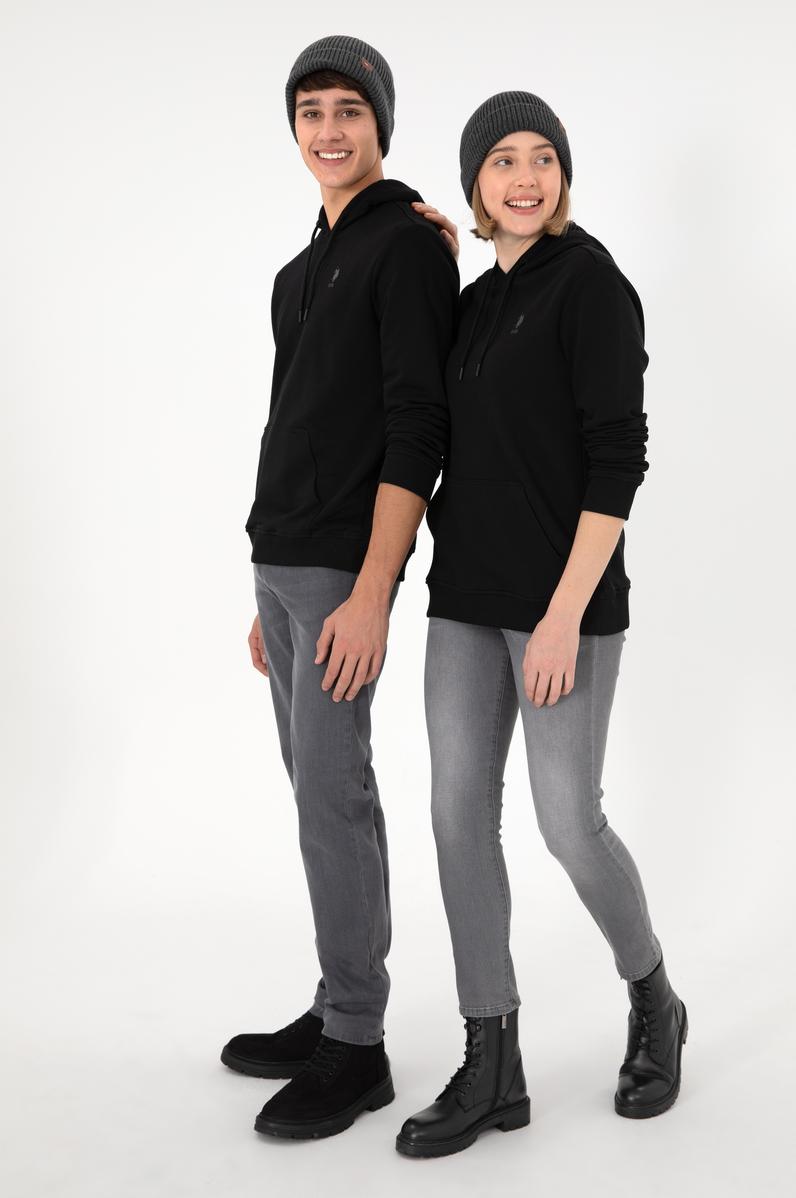 Erkek Siyah Basic Sweatshirt