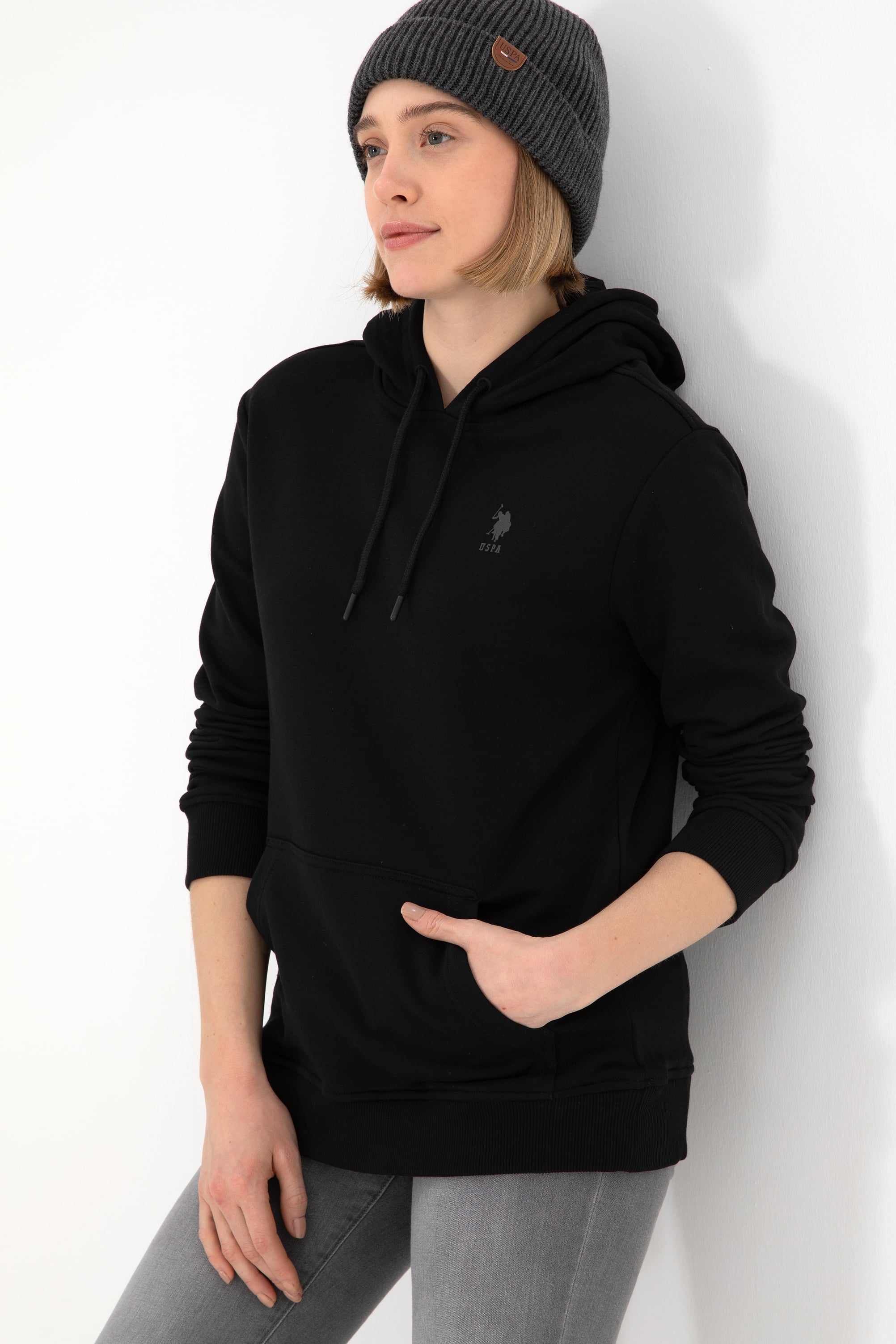 Erkek Siyah Basic Sweatshirt - Image 3