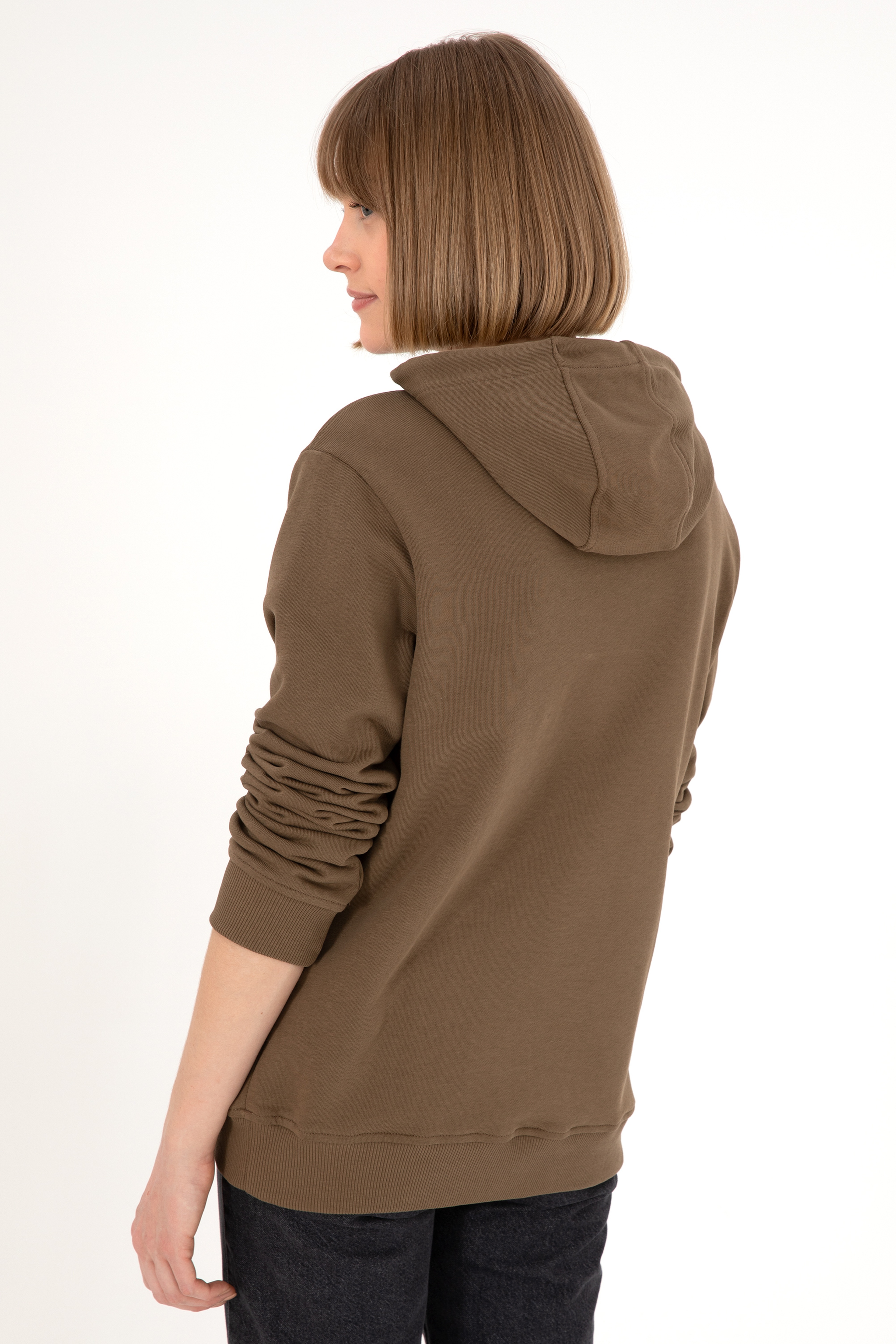 Erkek Haki Basic Sweatshirt - Image 4