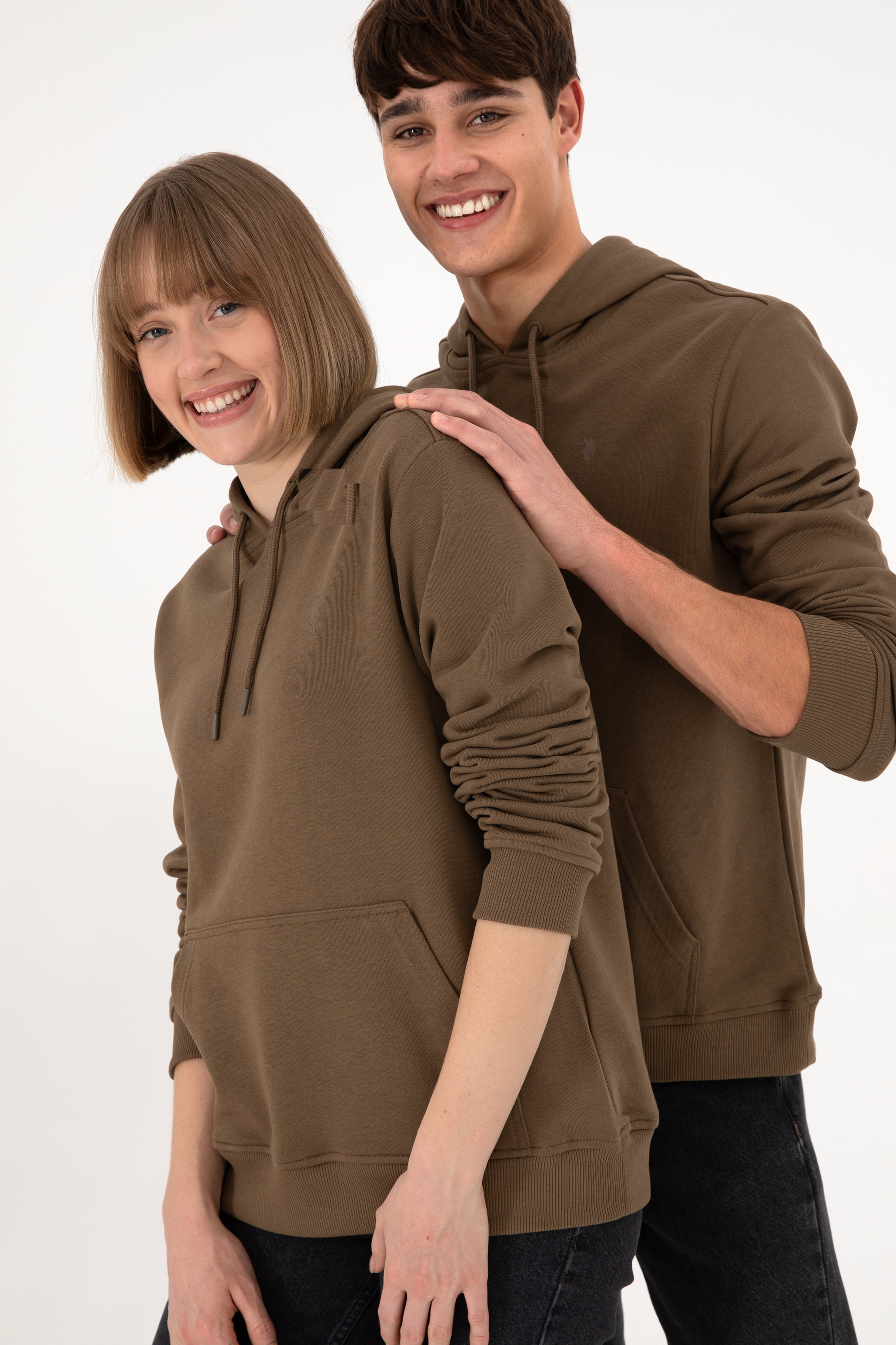 Erkek Haki Basic Sweatshirt - Image 2