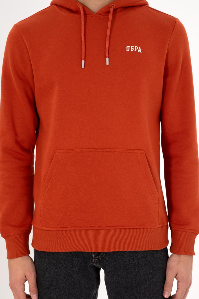 Erkek Kapüşonlu Kiremit Basic Şardonlu Sweatshirt