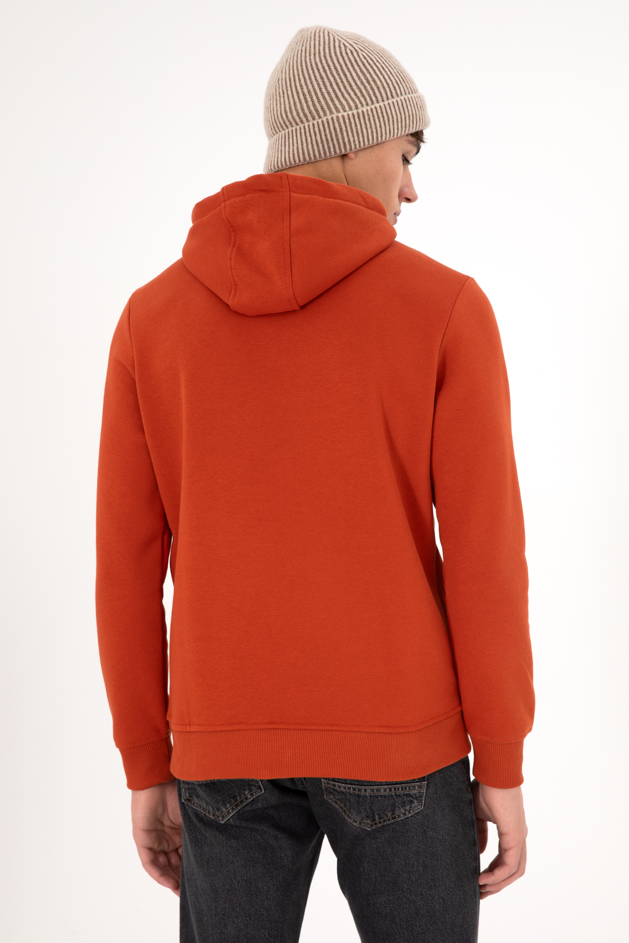 Erkek Kapüşonlu Kiremit Basic Şardonlu Sweatshirt - Image 6