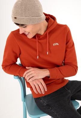 Erkek Kapüşonlu Kiremit Basic Şardonlu Sweatshirt - 50295176056