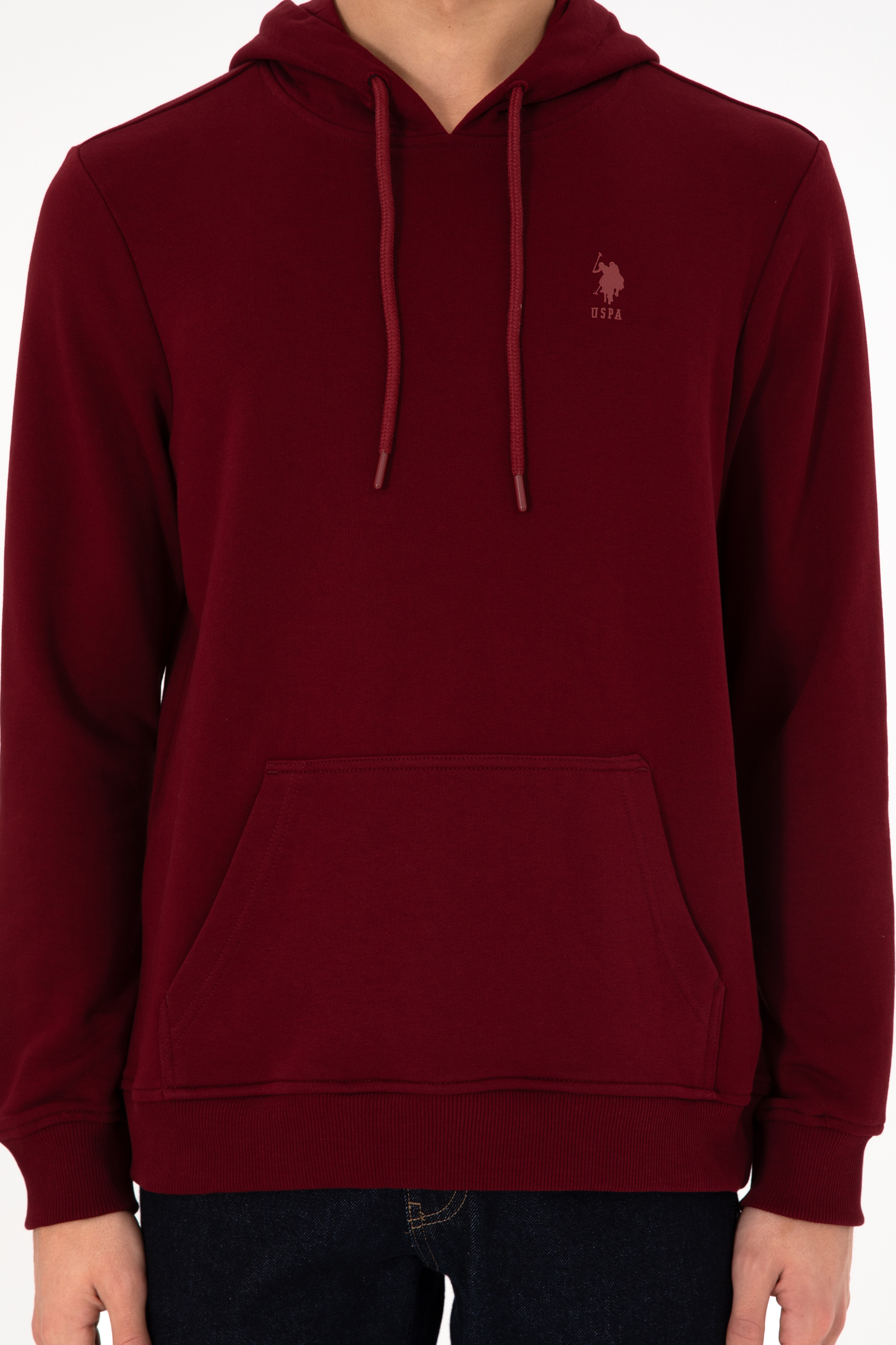 Erkek Bordo Basic Sweatshirt - Image 7