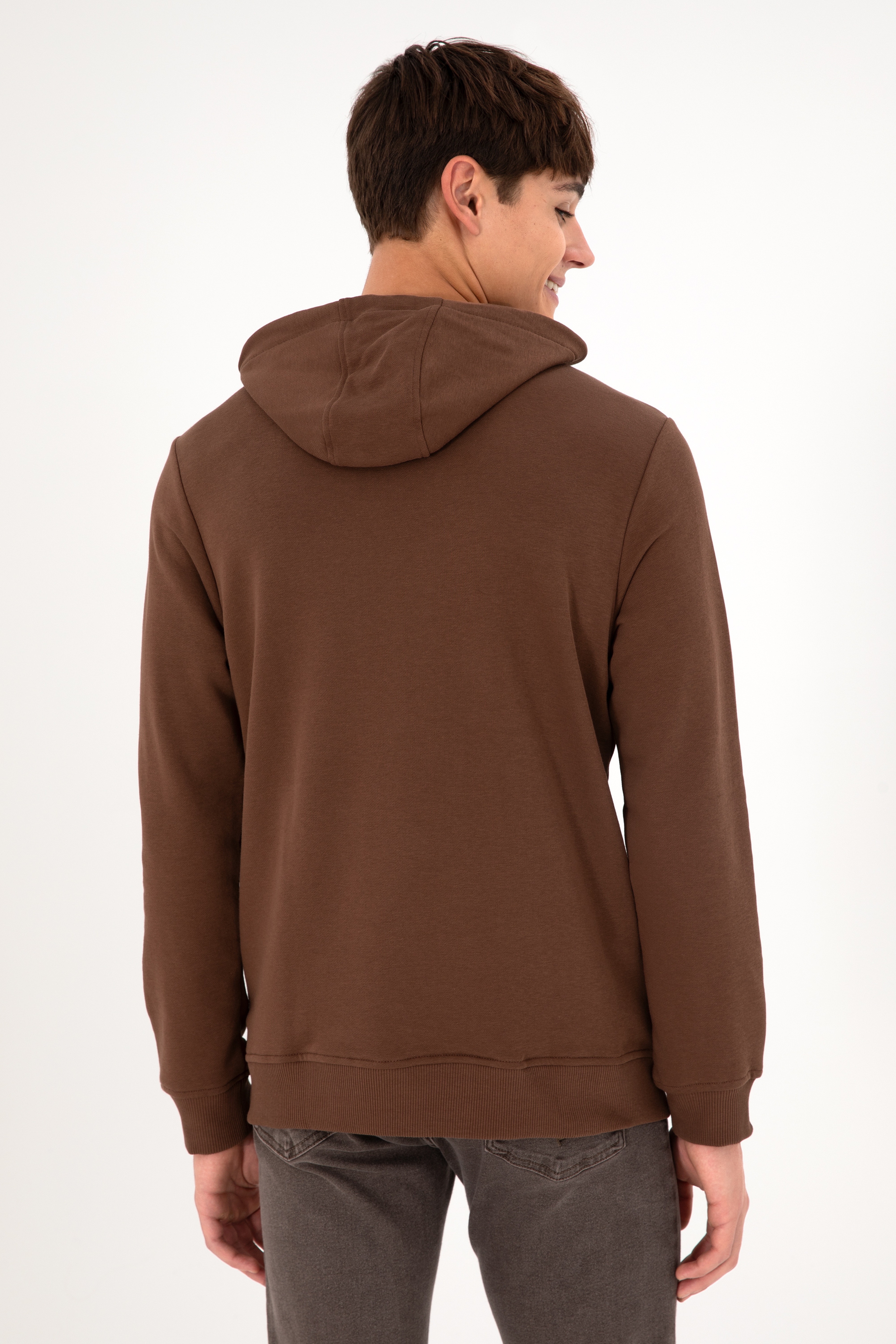 Erkek Kahverengi Basic Sweatshirt - Image 6
