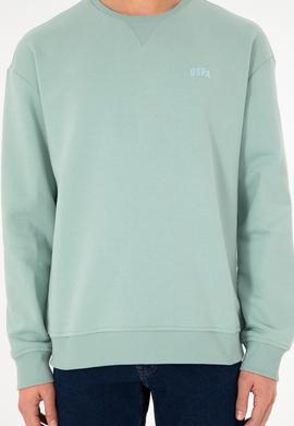 Erkek Bisiklet Yaka Su Yeşili Basic Şardonlu Sweatshirt - 50295148103