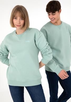 Erkek Bisiklet Yaka Su Yeşili Basic Şardonlu Sweatshirt - 50295148103