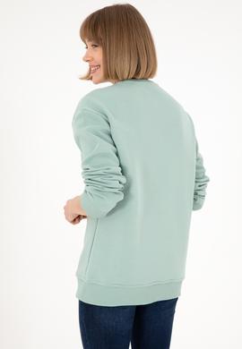 Erkek Bisiklet Yaka Su Yeşili Basic Şardonlu Sweatshirt - 50295148103