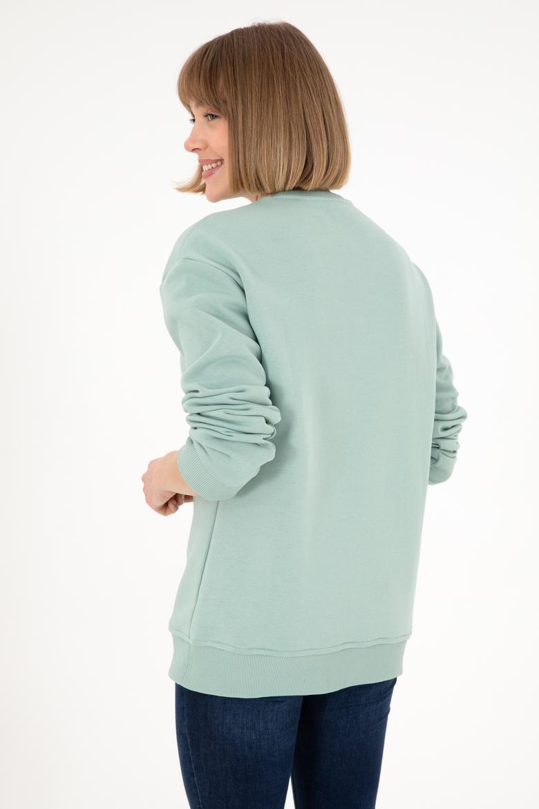 Erkek Bisiklet Yaka Su Yeşili Basic Şardonlu Sweatshirt - 50295148103