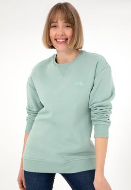Erkek Bisiklet Yaka Su Yeşili Basic Şardonlu Sweatshirt - 50295148103