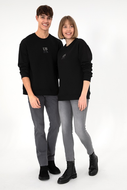 Erkek Comfort Fit Bisiklet Yaka Siyah Basic Sweatshirt