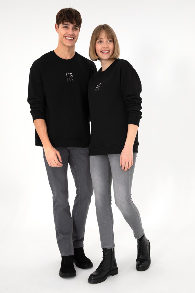 Erkek Comfort Fit Bisiklet Yaka Siyah Basic Sweatshirt