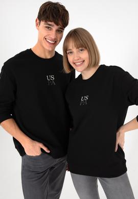 Erkek Comfort Fit Bisiklet Yaka Siyah Basic Sweatshirt - 50293420006