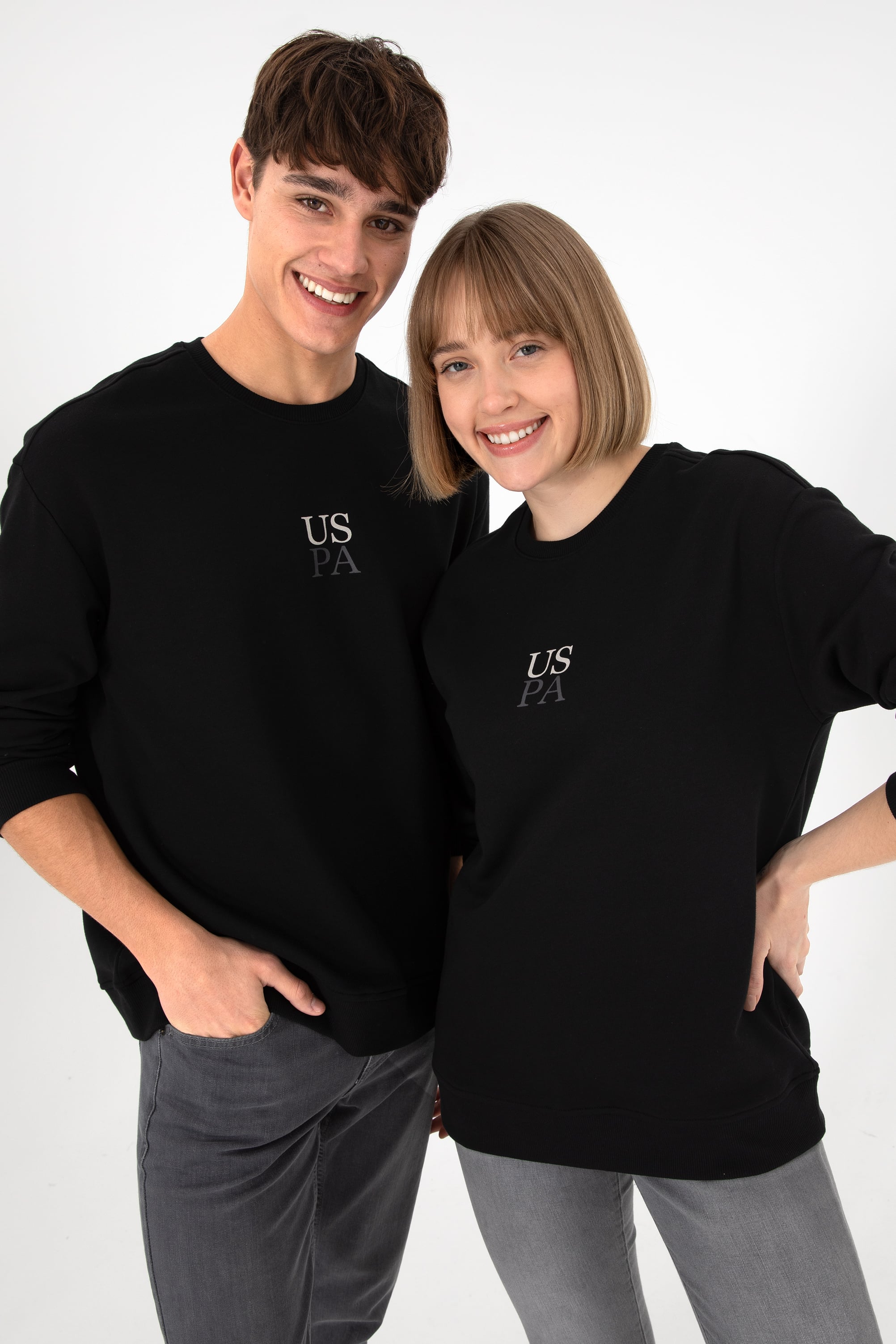Erkek Comfort Fit Bisiklet Yaka Siyah Basic Sweatshirt