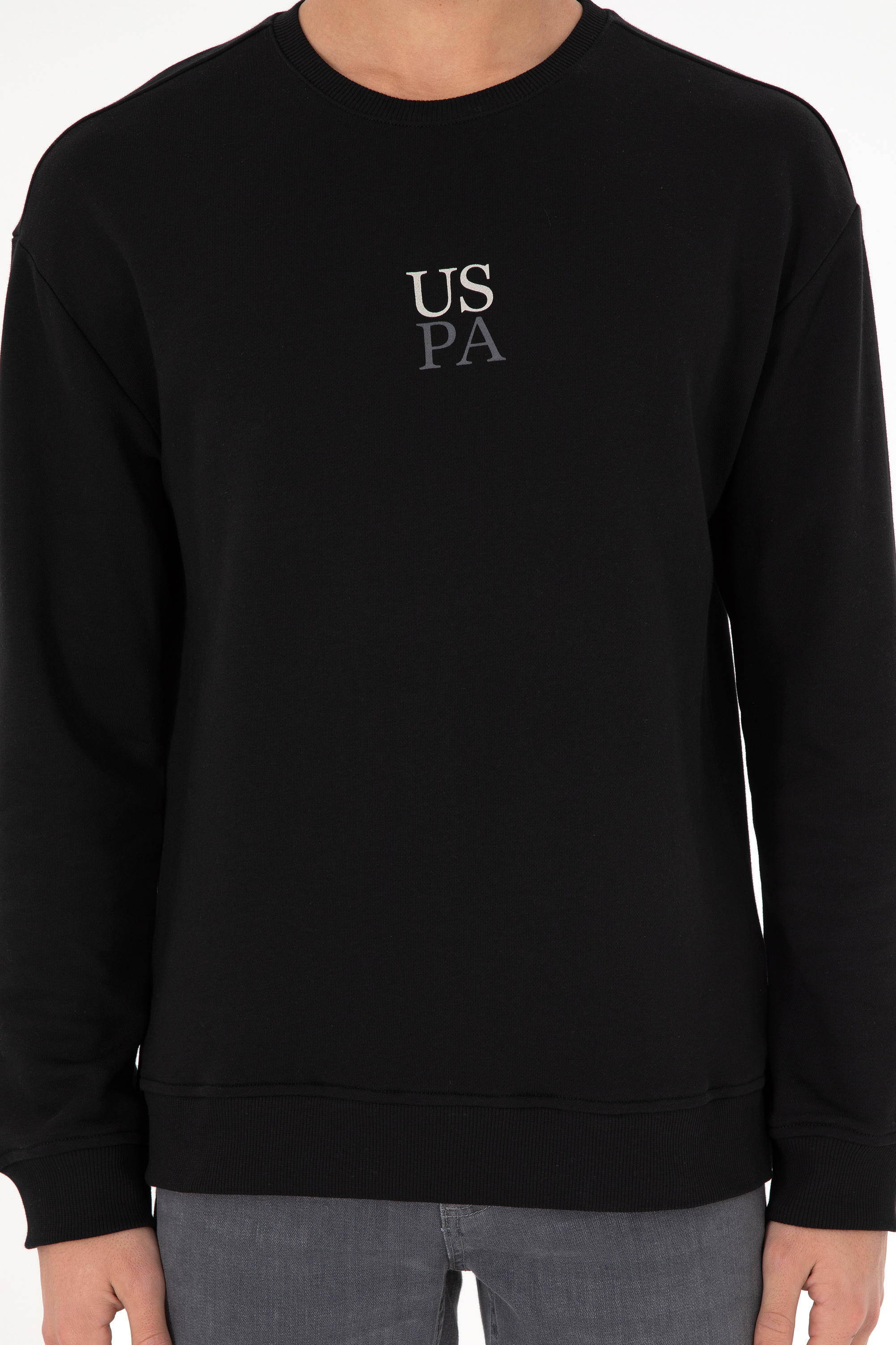 Erkek Comfort Fit Bisiklet Yaka Siyah Basic Sweatshirt - Image 7