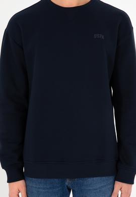 Erkek Bisiklet Yaka Lacivert Basic Şardonlu Sweatshirt - 50295148087