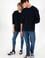 Erkek Bisiklet Yaka Lacivert Basic Şardonlu Sweatshirt