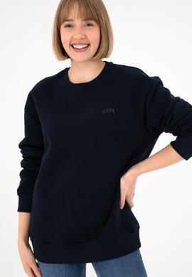 Erkek Bisiklet Yaka Lacivert Basic Şardonlu Sweatshirt - 50295148087