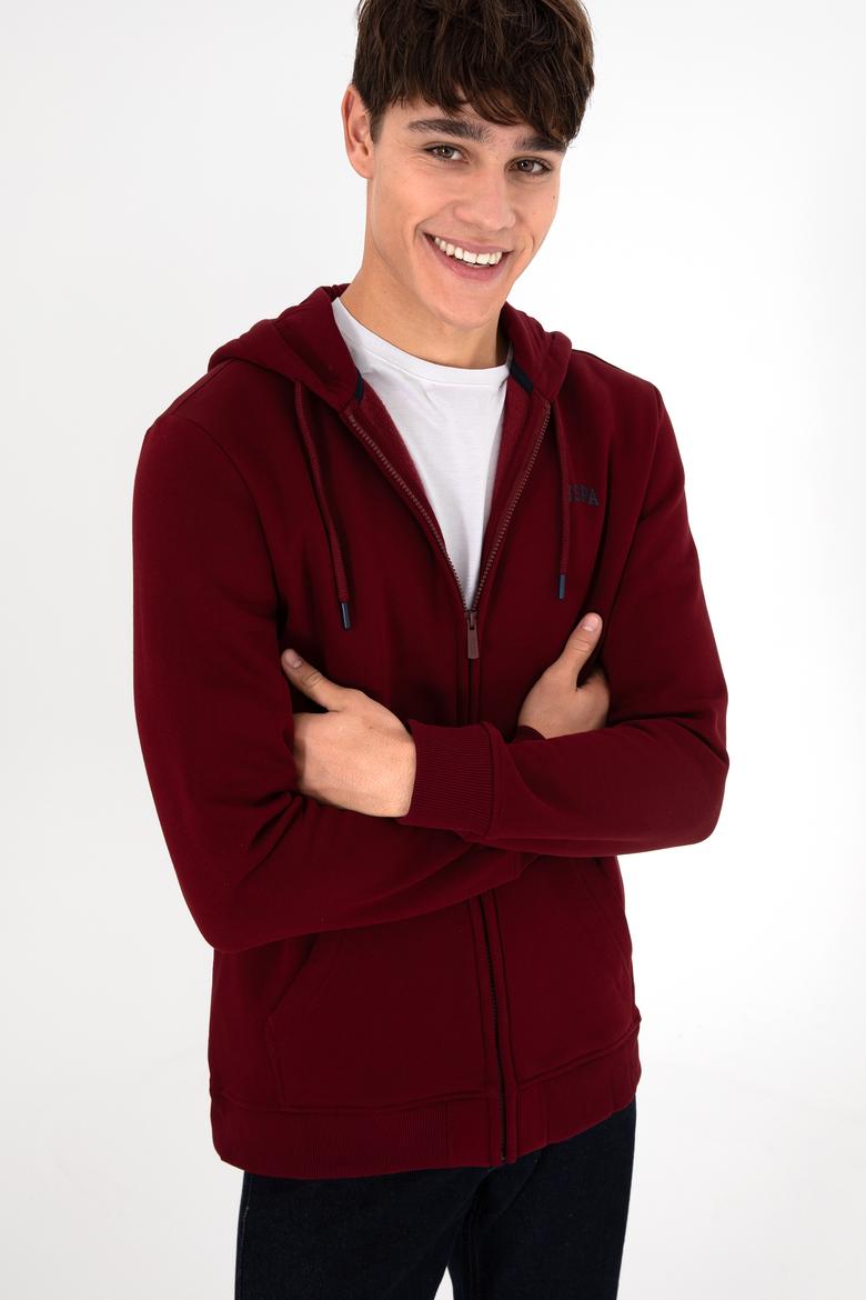 Erkek Bordo Şardonlu Örme Hırka - 50293146057