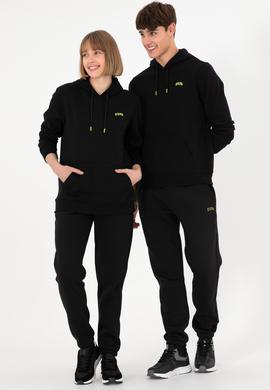 Erkek Kapüşonlu Siyah Basic Şardonlu Sweatshirt - 50295176081