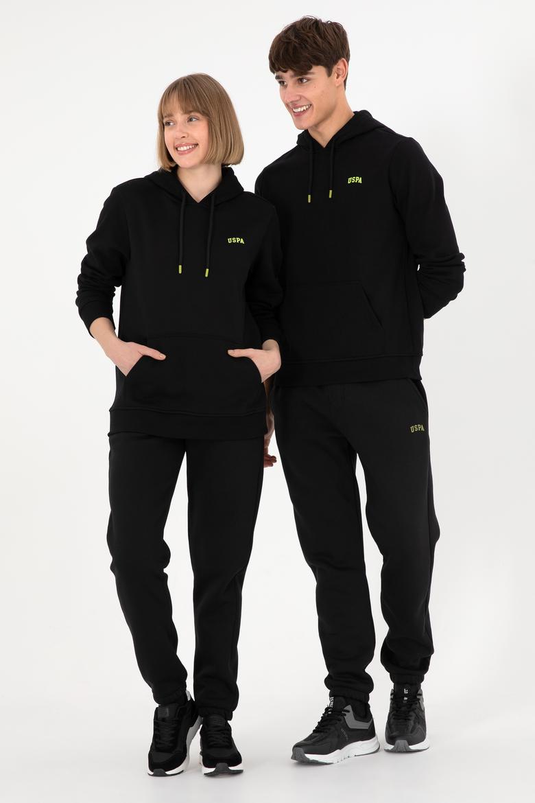 Erkek Kapüşonlu Siyah Basic Şardonlu Sweatshirt - 50295176081