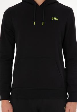 Erkek Kapüşonlu Siyah Basic Şardonlu Sweatshirt - 50295176081