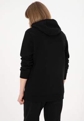 Erkek Kapüşonlu Siyah Basic Şardonlu Sweatshirt - 50295176081