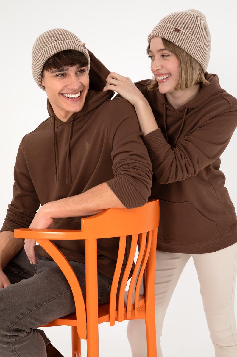 Erkek Kahverengi Basic Sweatshirt