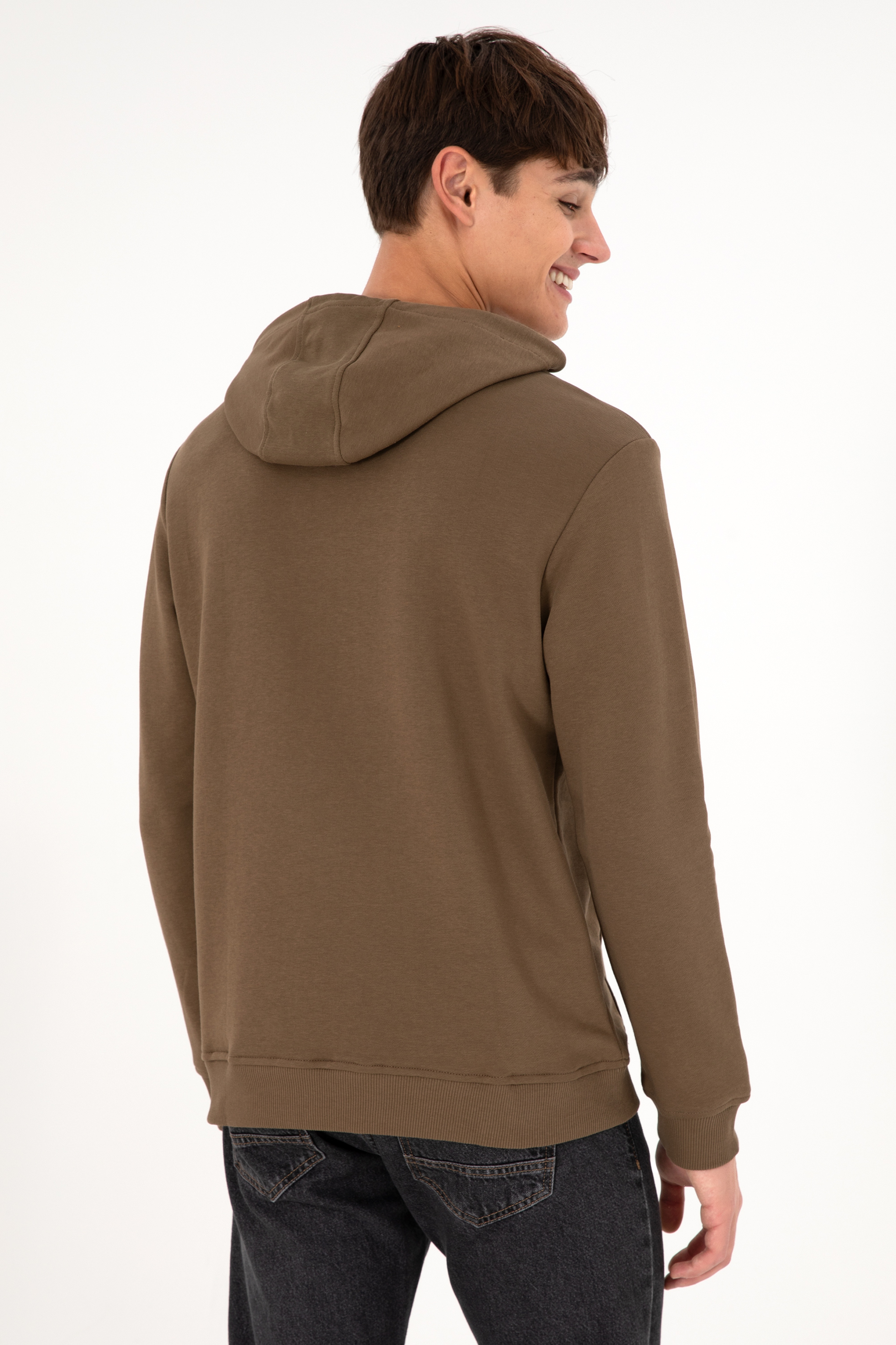 Erkek Haki Basic Sweatshirt