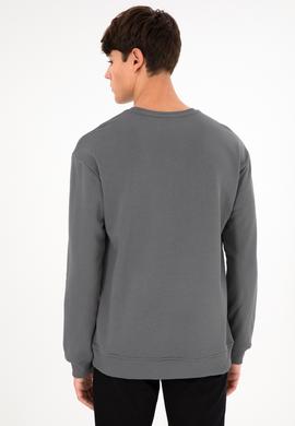 Erkek Comfort Fit Bisiklet Yaka Gri Basic Sweatshirt - 50293420029