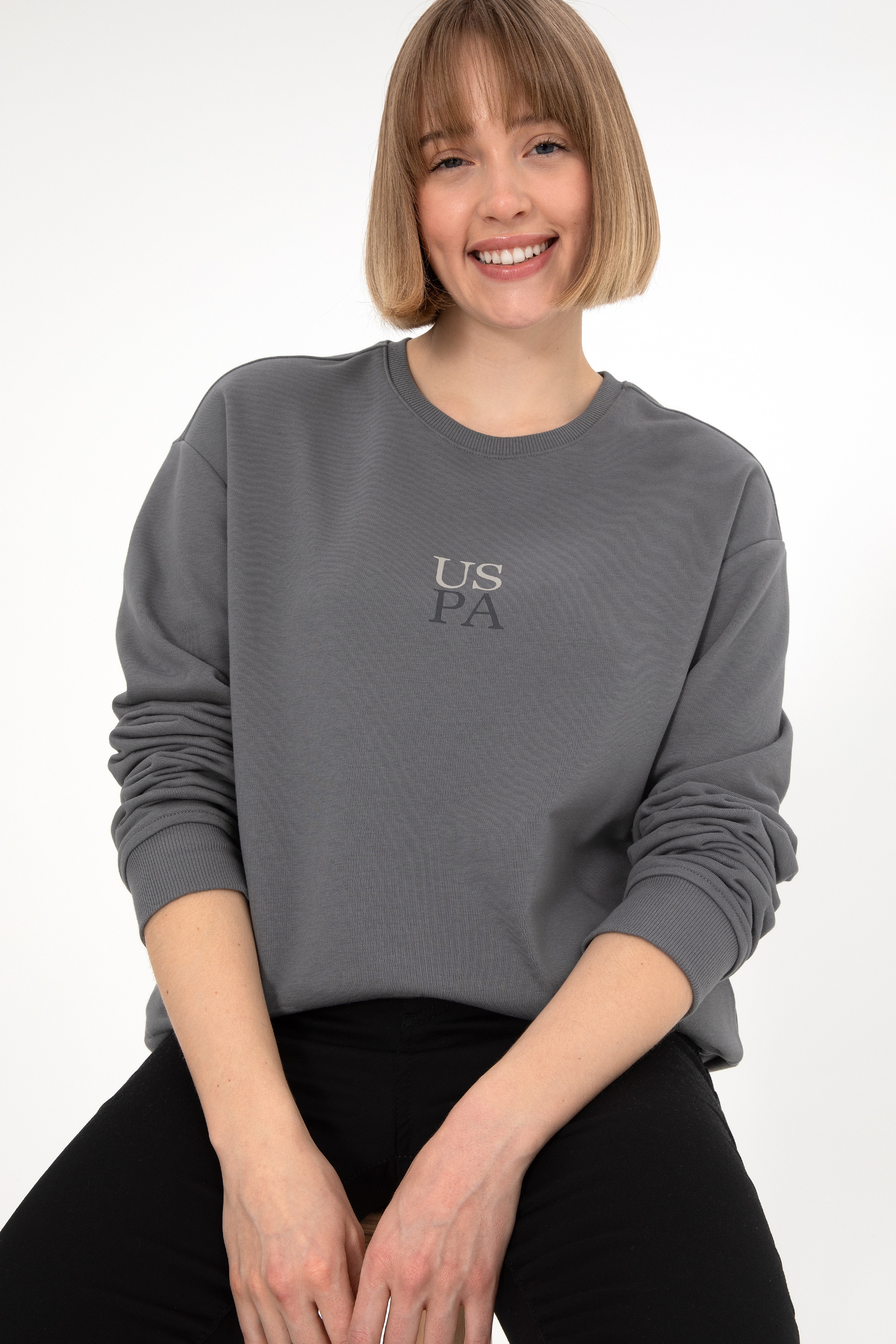 Erkek Comfort Fit Bisiklet Yaka Gri Basic Sweatshirt