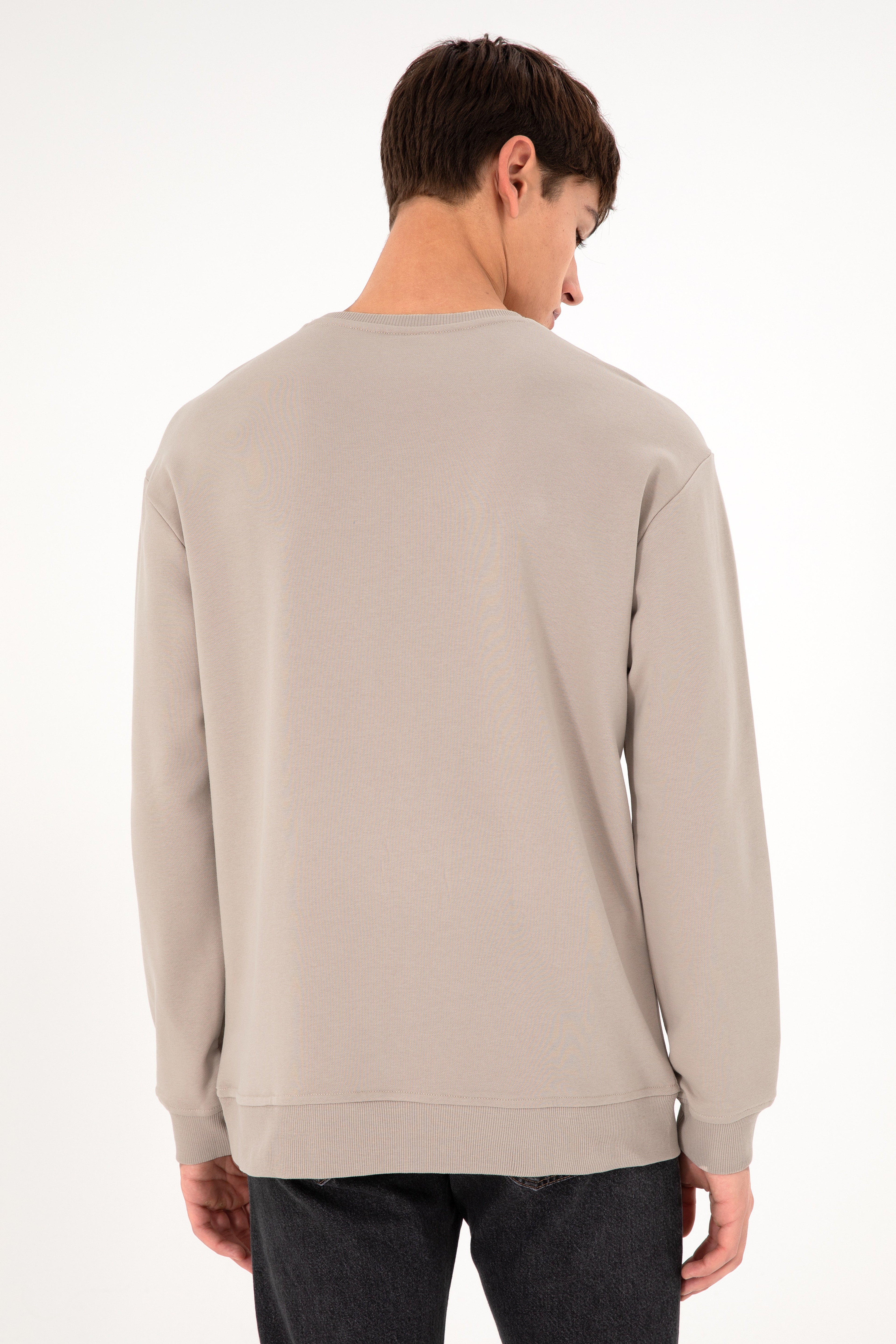 Erkek Taş Basic Sweatshirt - Image 6