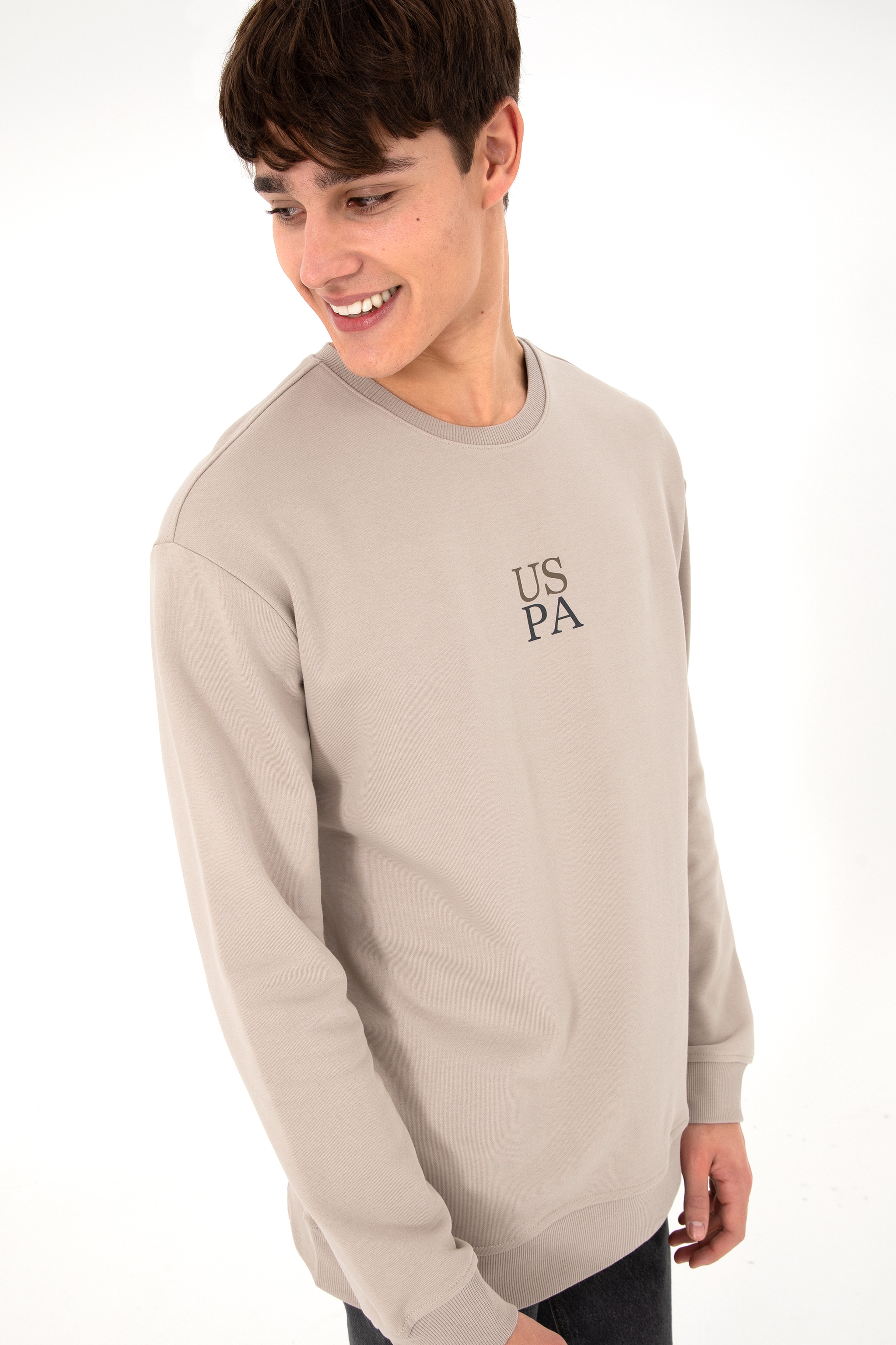 Erkek Taş Basic Sweatshirt - Image 5