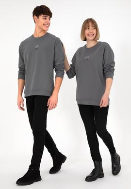 Erkek Comfort Fit Bisiklet Yaka Gri Basic Sweatshirt - 50293420029