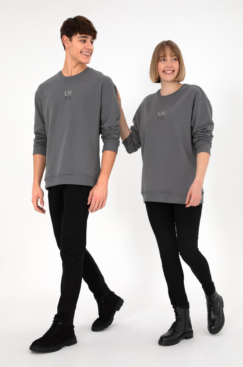 Erkek Comfort Fit Bisiklet Yaka Gri Basic Sweatshirt