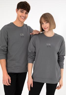 Erkek Comfort Fit Bisiklet Yaka Gri Basic Sweatshirt - 50293420029