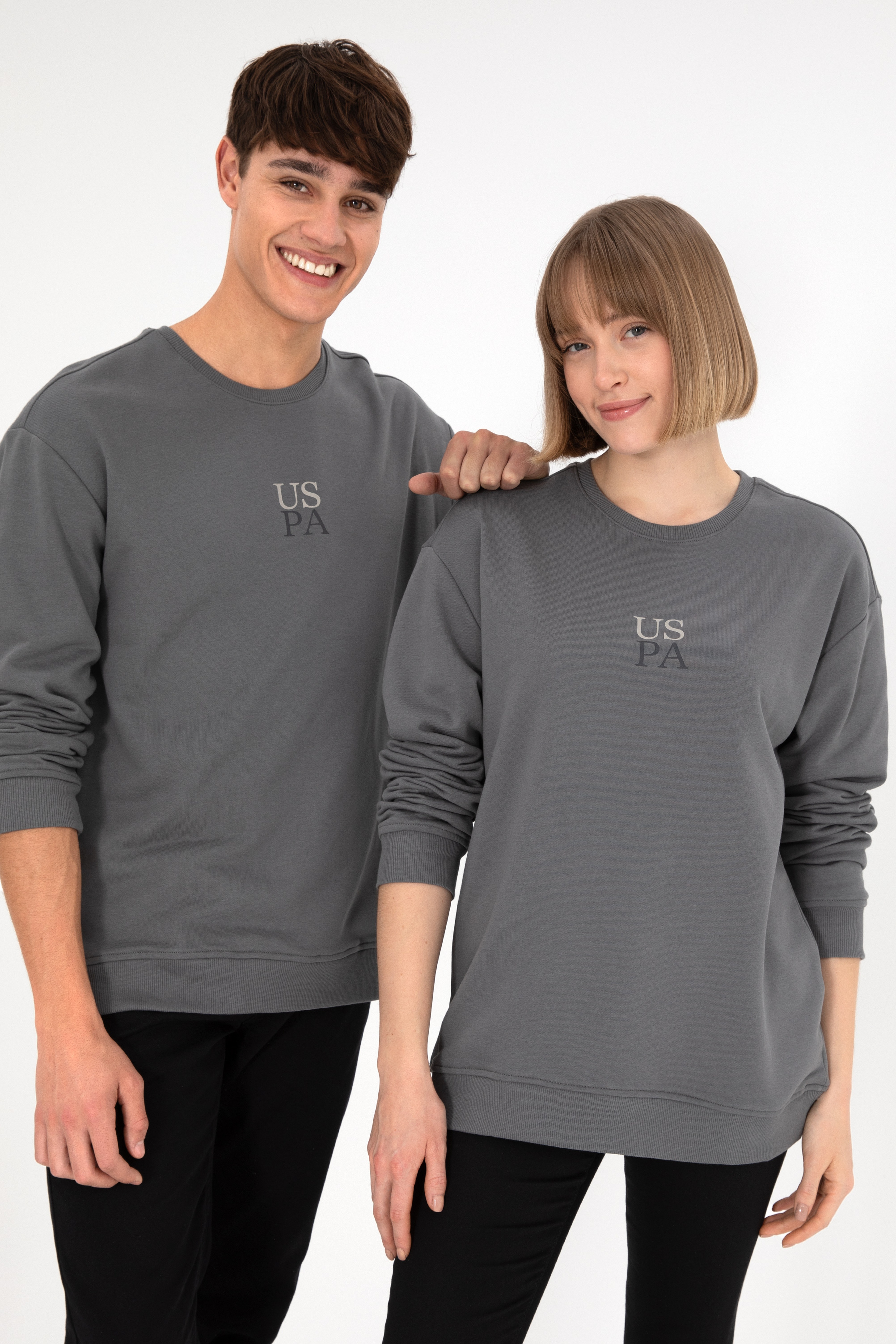Erkek Comfort Fit Bisiklet Yaka Gri Basic Sweatshirt - Image 2