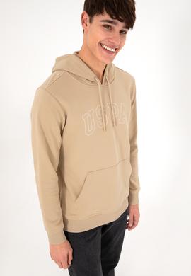 Erkek Regular Fit Kapüşonlu Kum Basic Sweatshirt - 50295175099