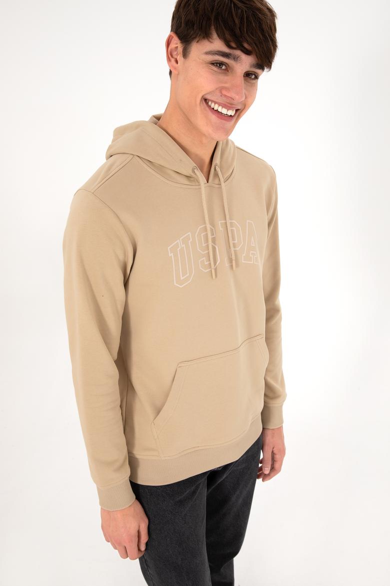 Erkek Regular Fit Kapüşonlu Kum Basic Sweatshirt - 50295175099