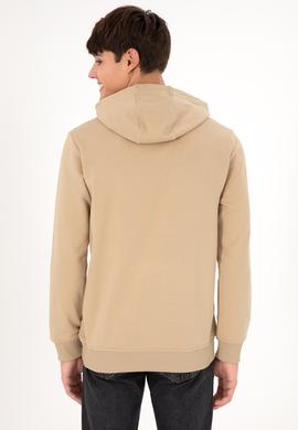 Erkek Regular Fit Kapüşonlu Kum Basic Sweatshirt - 50295175099