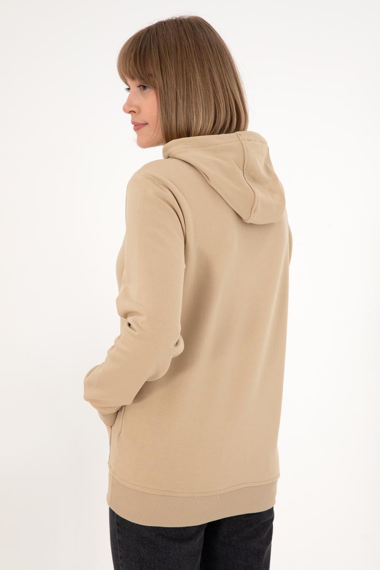 Erkek Regular Fit Kapüşonlu Kum Basic Sweatshirt - 50295175099